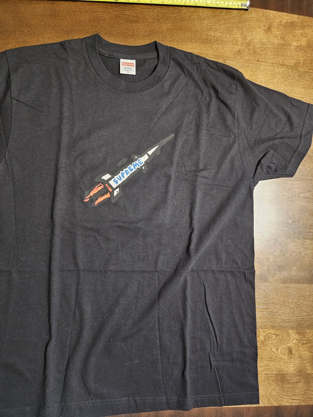 Mens Supreme Black Tee with Rocket Size XL
